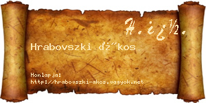 Hrabovszki Ákos névjegykártya